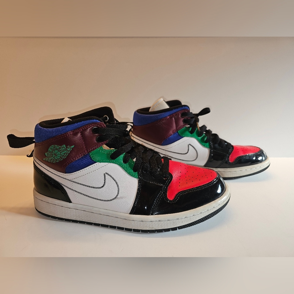 Jordan Mid-Top Sneakers - Red, Black, White, Green, Blue, Purple
